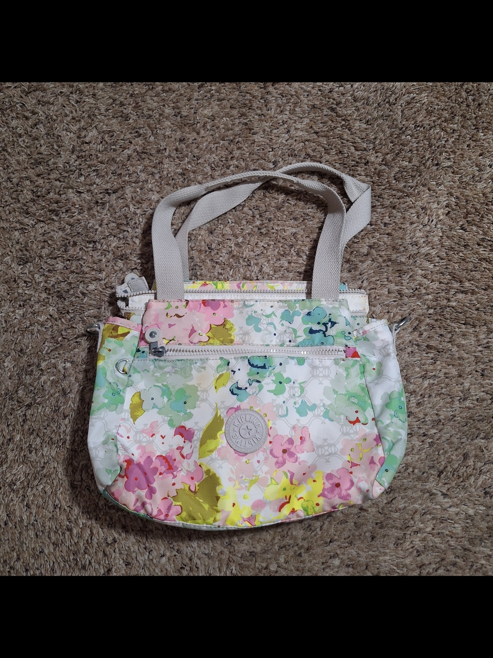 Kipling Spring Watercolor Floral Nylon Shoulder Bag